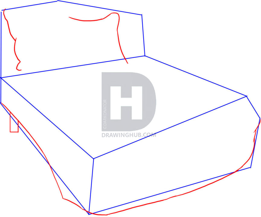 864x720 How To Draw A Bed, Step
