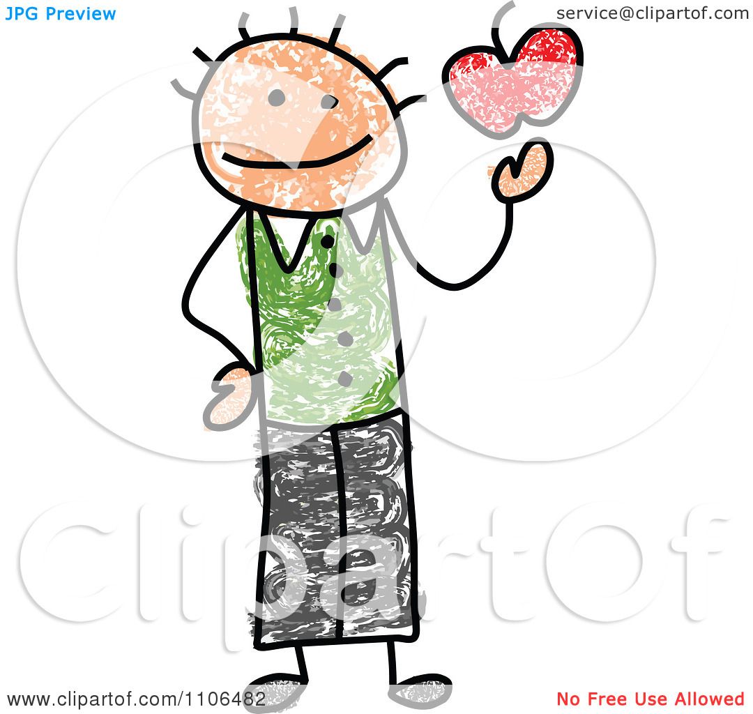 1080x1024 Clipart Stick Drawing Of A Happy Male Teacher Holding An Apple