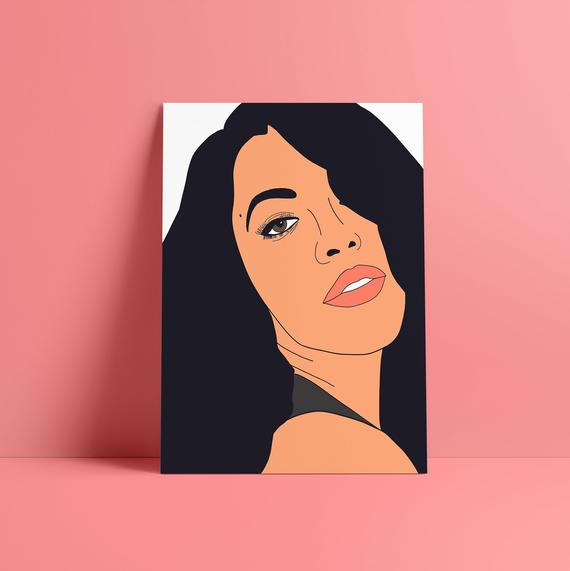 570x571 Aaliyah Art Illustration Drawing Singer Portrait Pop Art Etsy