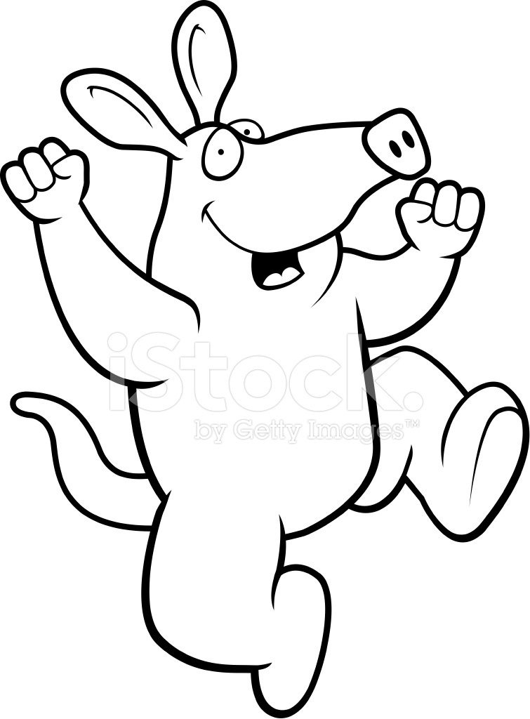 755x1024 Aardvark Jumping Stock Vector