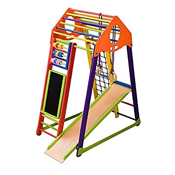355x355 Kids Home Wooden Playground With Toboggan Color Plus