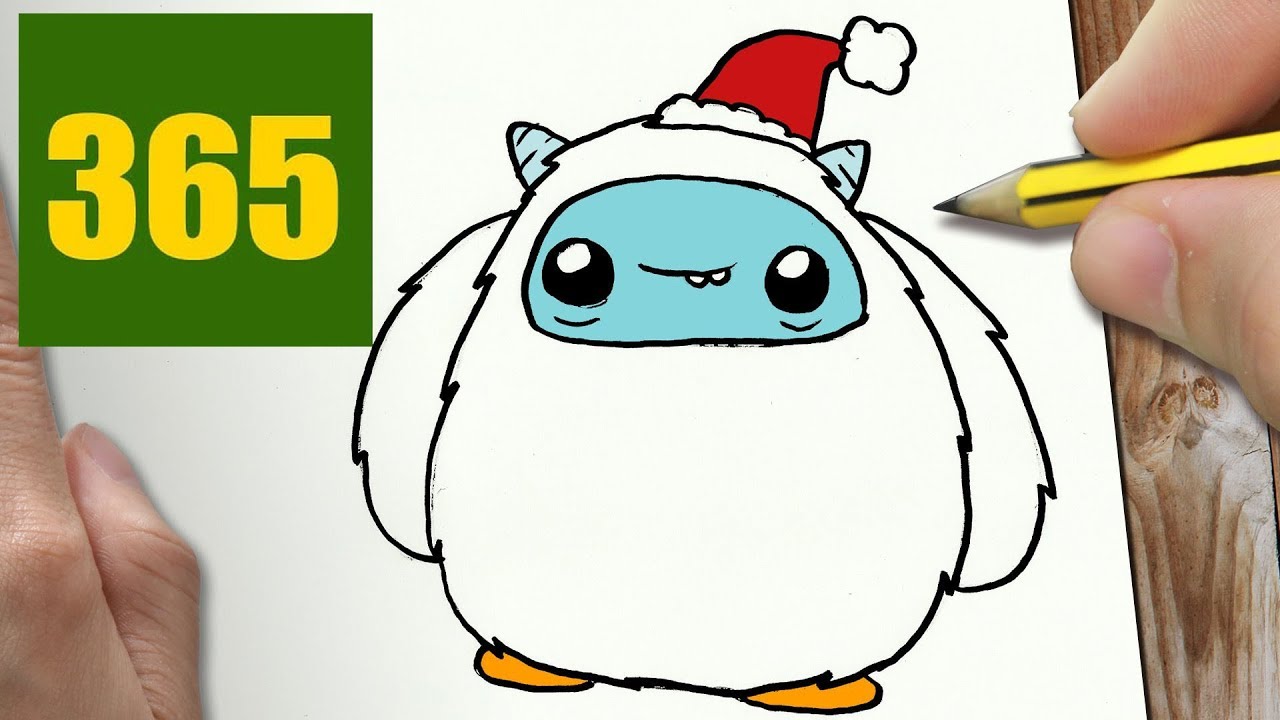1280x720 How To Draw A Yeti Christmas Cute, Easy Step
