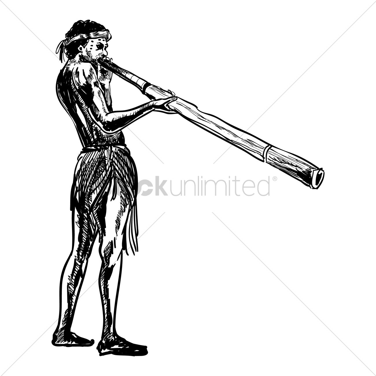 1300x1300 Aboriginal Playing Didgeridoo Vector Image