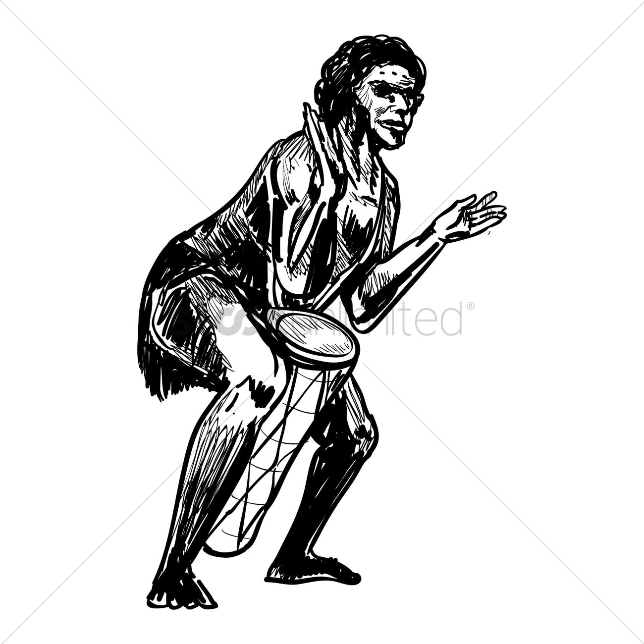 1300x1300 Aboriginal Playing Djembe Vector Image