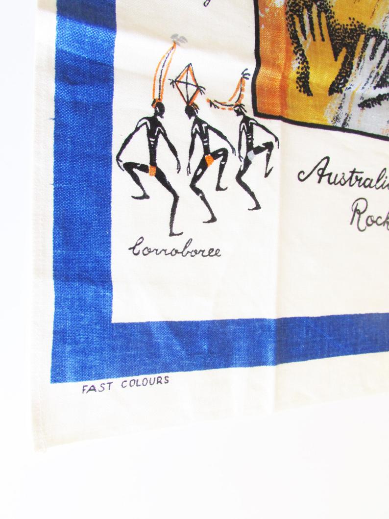 794x1059 Australian Aboriginal Rock Drawings Pure Linen Vintage Tea Etsy