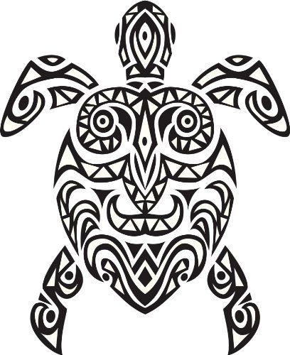 408x500 Tribal Aboriginal Art Detailed Turtle Black White Vinyl Decal
