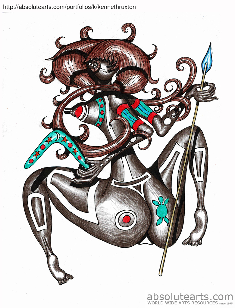 780x1024 Aboriginal Australian Princess Pencil Drawing