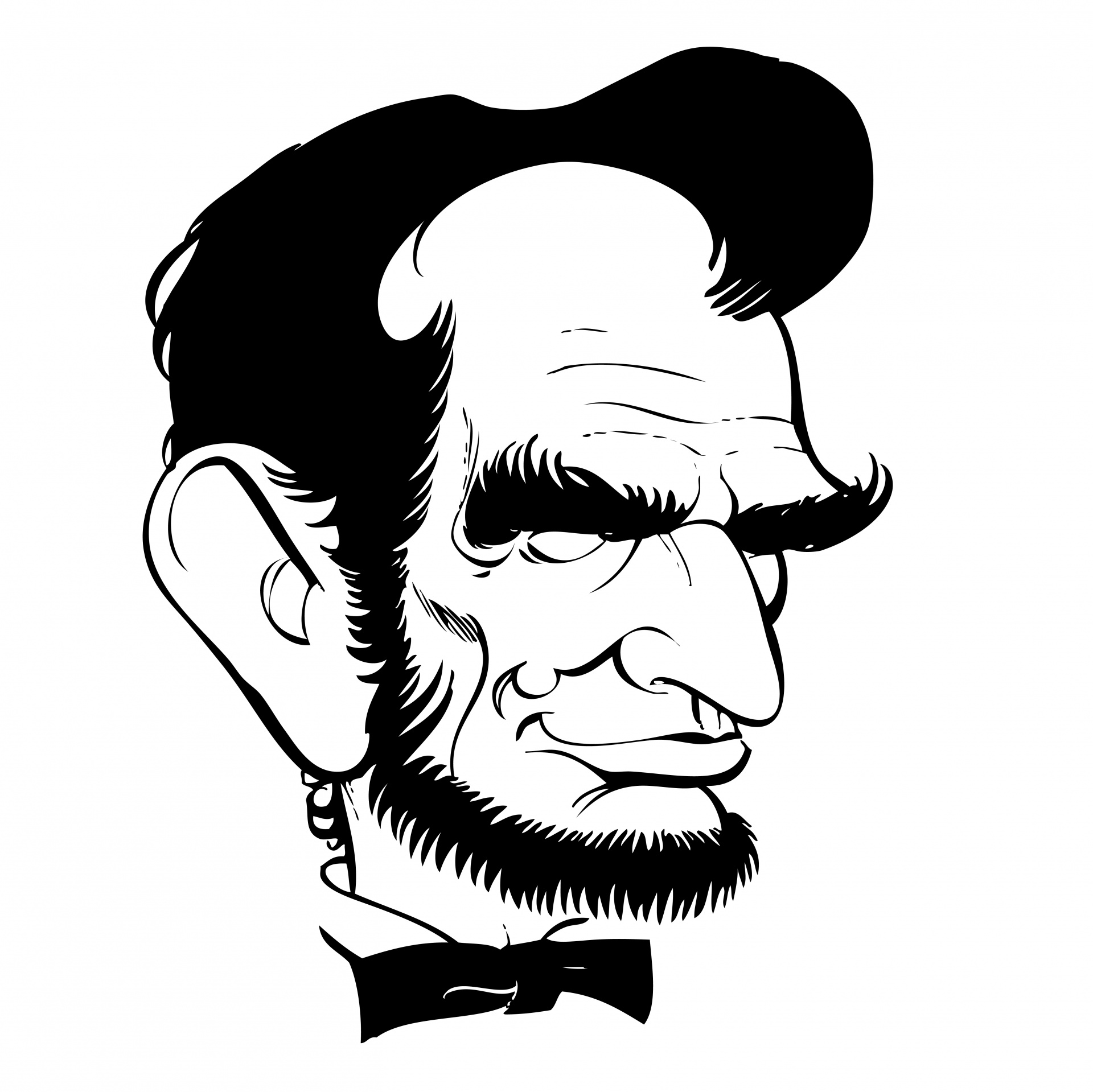 1920x1919 Abraham Lincoln, Caricature, Cartoon, Line Art, Drawing