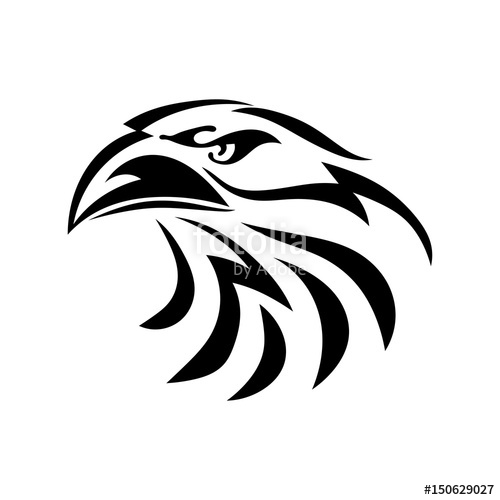500x500 Black Graphic Drawing Of An Eagle Head On A White Background
