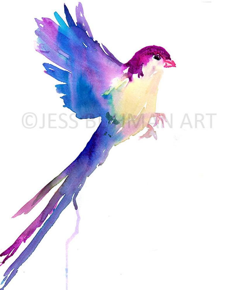 794x992 Watercolor Bird Print Abstract Bird Art Colorful Bird Print Etsy
