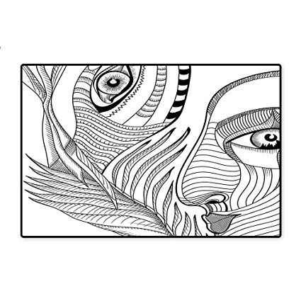 425x425 Kid Non Slip Rug Pad Collage With Freehand Drawings