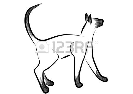 450x318 Siamese Cat Outline Abstract Cat Isolated On White Stock Vector