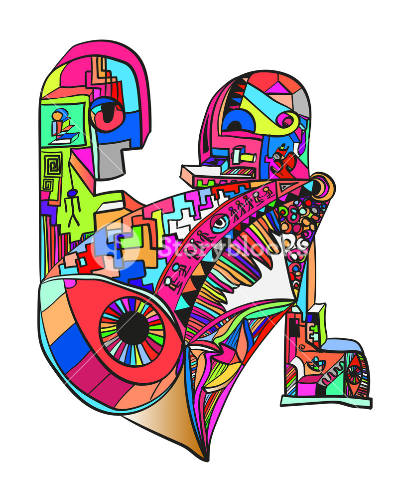 801x1000 Abstract Doodle Designs Surrealistic Drawing Of Modern Society