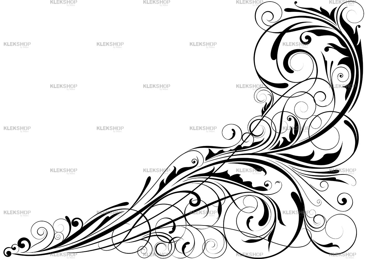 1169x827 Ornamental Floral Corner Abstract Designwall Decor Swirl Etsy