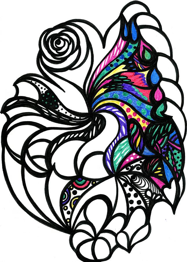 645x900 Abstract Flower Drawing