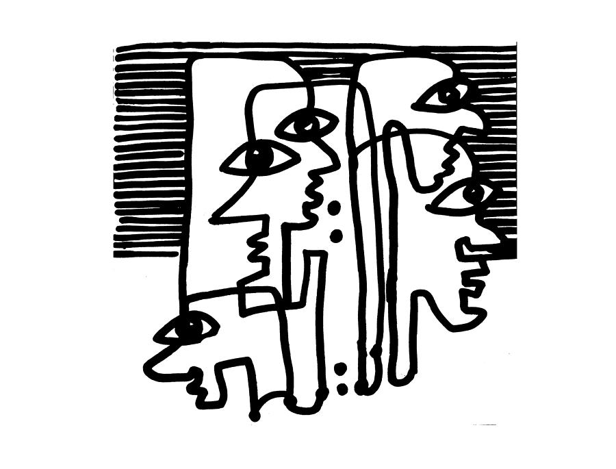 900x685 Abstract Portrait Line Drawing Drawing