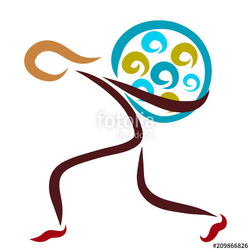 500x500 Man Carrying A Big Ball, Abstract Drawing Stock Photo And Royalty