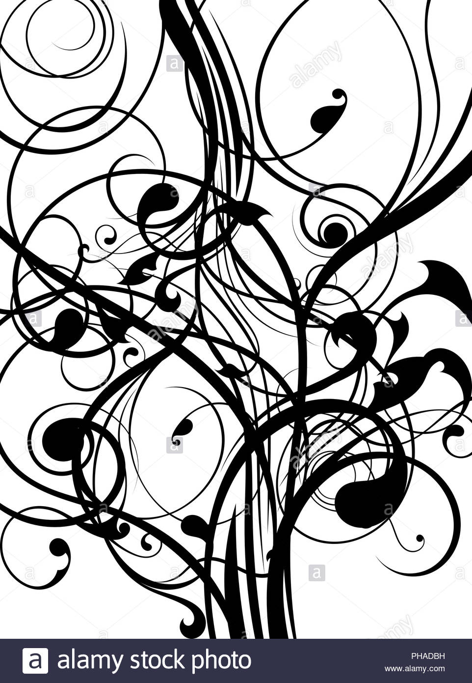 962x1390 Nature Abstract Drawing And Nature Abstract Floral Swirls Stock