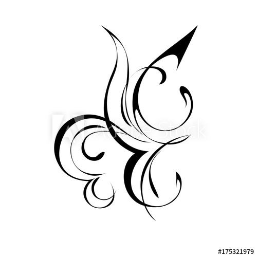 500x500 Ornament Abstract Drawing In Black Lines On A White