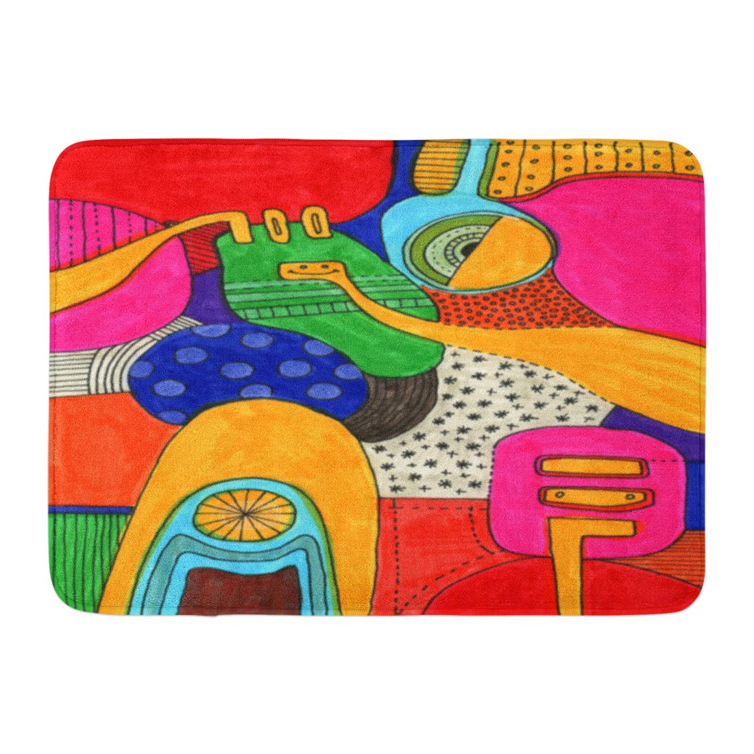 1100x1100 Aabagael Bath Mat White Bright Pattern Kid Drawing