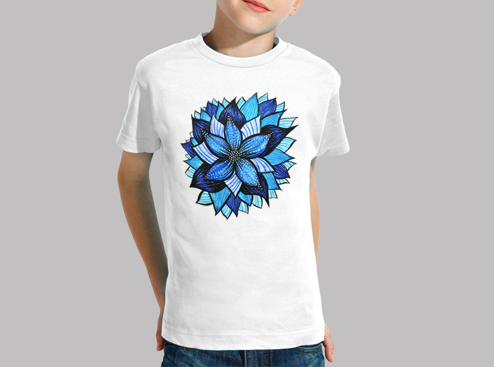 700x520 Abstract Blue Flower Ink Drawing Kids Clothes