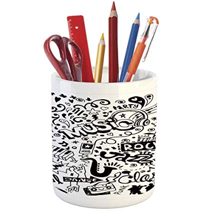 425x425 Pencil Pen Holder, Doodle, Printed Ceramic Pencil Pen