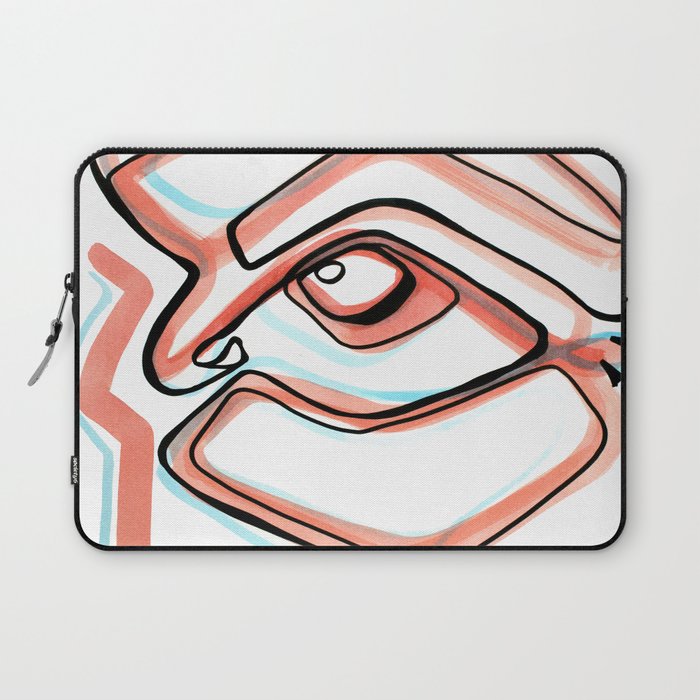 700x700 Abstract Open Eye Line Drawing With Red And Blue Laptop Sleeve