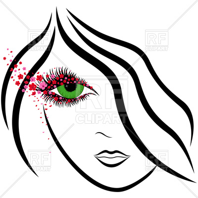 400x400 Abstract Girl Stylish Face With Green Eye Vector Image Of People