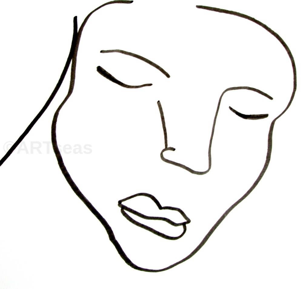 1000x955 Abstract Faces Drawing And Original Botanical Drawing Minimalist