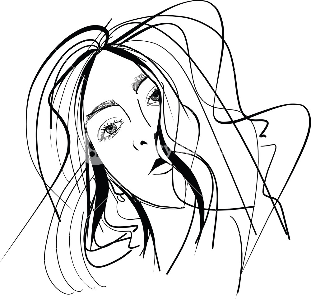 1000x962 Abstract Beautiful Woman Face Illustration Royalty Free Stock