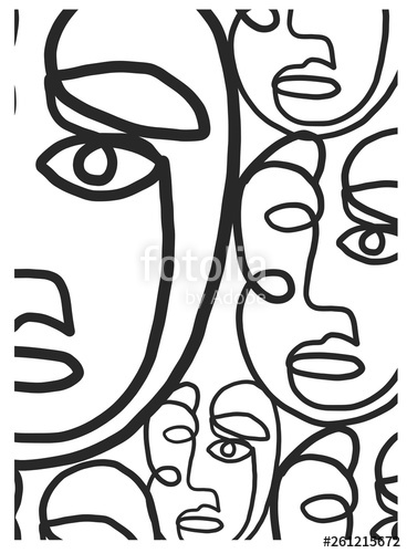 368x500 Abstract Face One Line Drawing In Modern Creative Trendy
