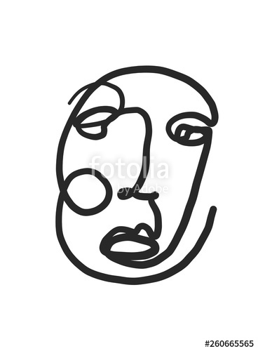368x500 Abstract Modern Face Continiuous One Line Drawing Isolated