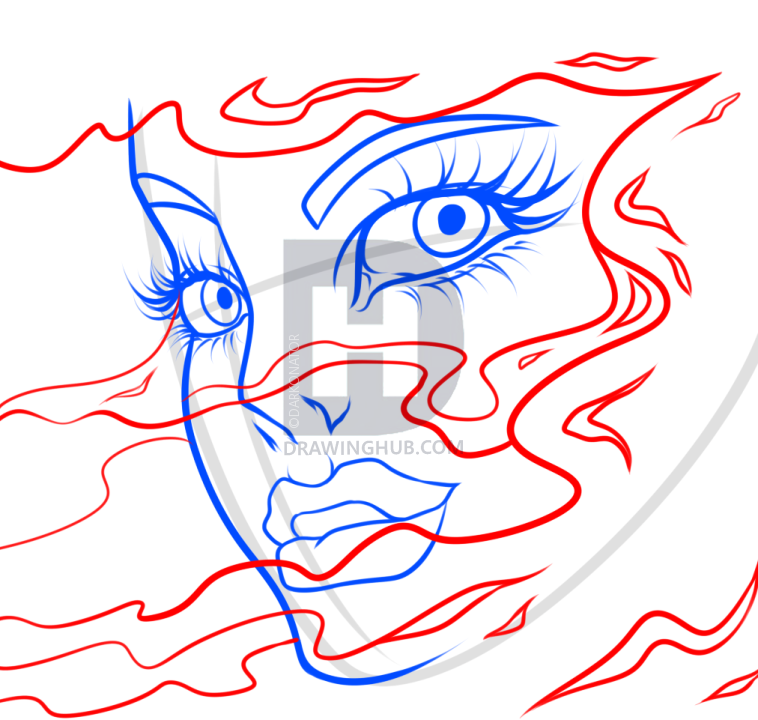 758x720 Abstract Face Drawing Lesson, Step