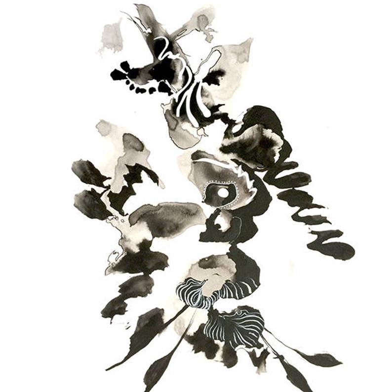 794x794 abstract flower art black and white ink drawing abstract etsy