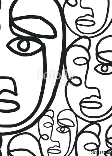 361x500 Abstract Face One Line Drawing In Modern Creative Trendy