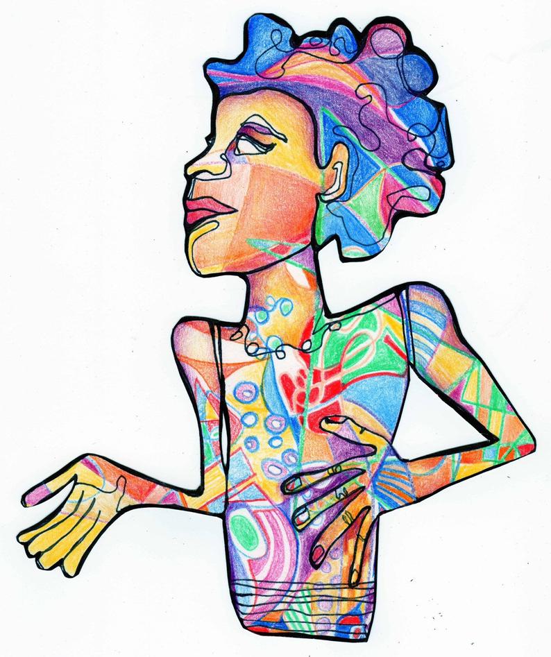 794x947 Continuous Line Art Abstract Portrait Drawing One Line Etsy