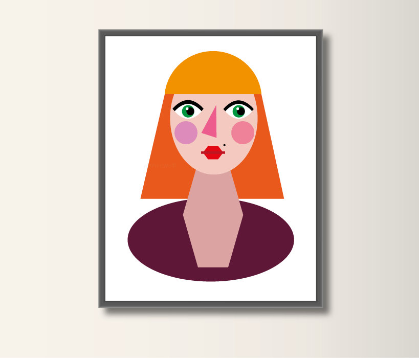 819x700 Portrait Poster Women Drawing Abstract Fashion Illustration Etsy