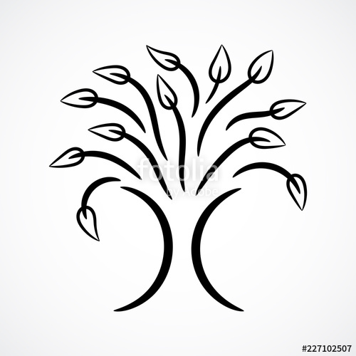 500x500 Abstract Contour Stylized Tree, Vector Stock Image And Royalty