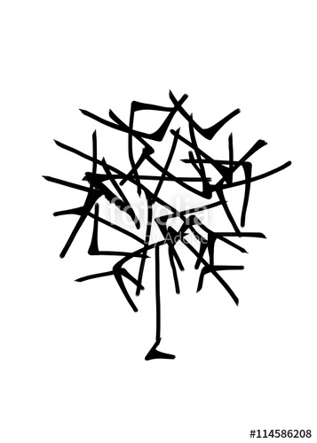 357x500 Drawing Abstract Tree On A White Background Isolated Black