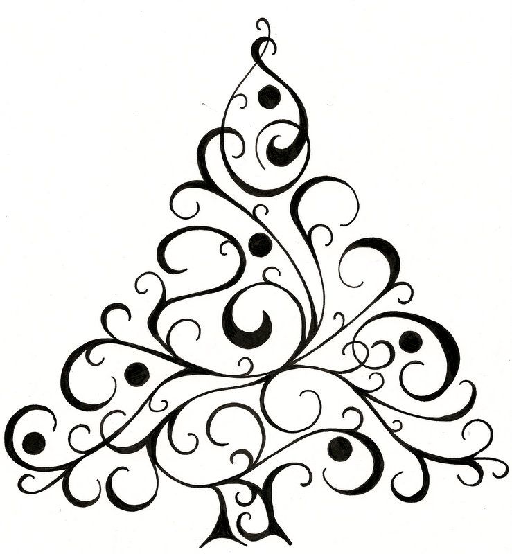 739x800 Abstract Christmas Tree Clipart Black And White
