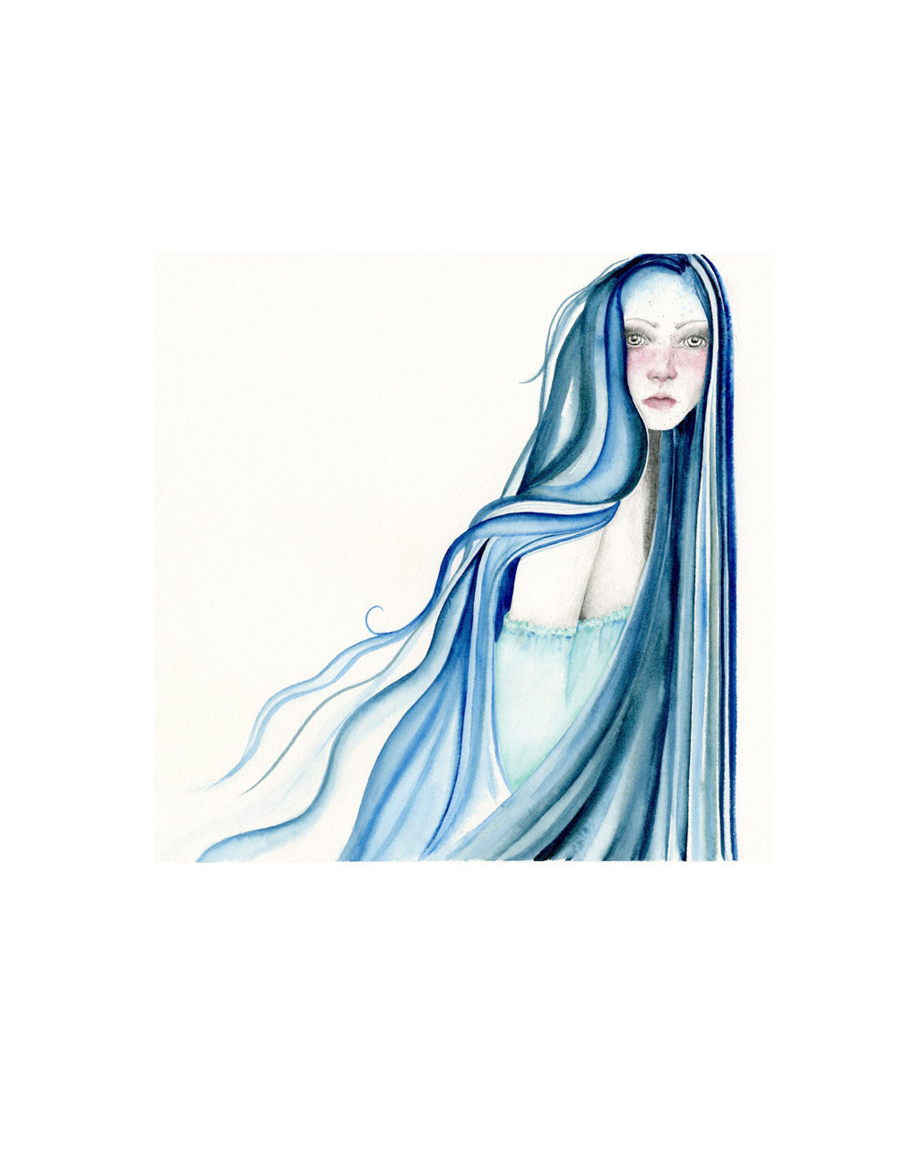 1008x1296 Woman Painting Of A Girl Blue Abstract Unique Painting Gift Etsy