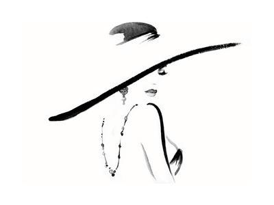 400x300 Woman Portrait With Hat Abstract Watercolor Art Print