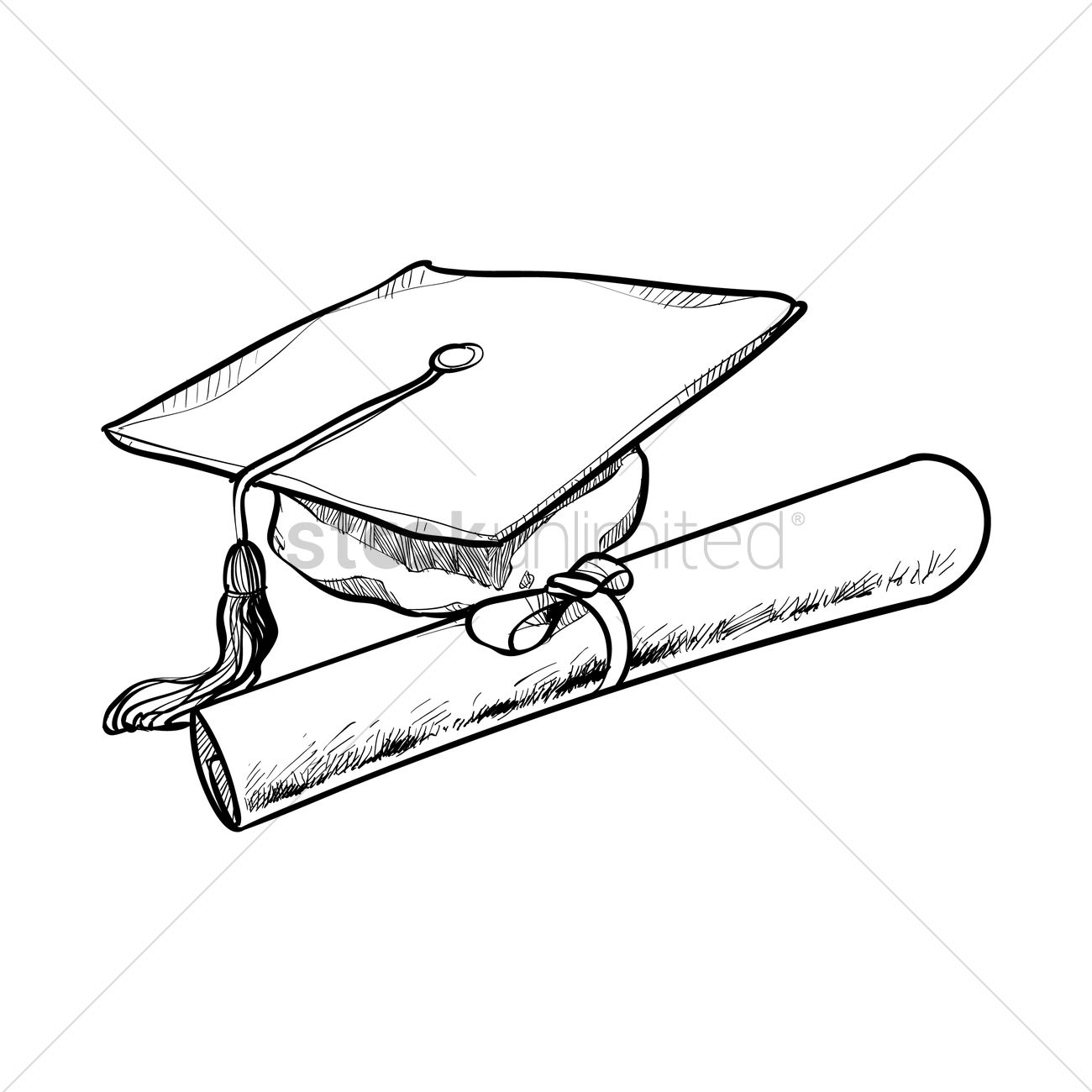 1300x1300 Academic Hat And Certificate Vector Image