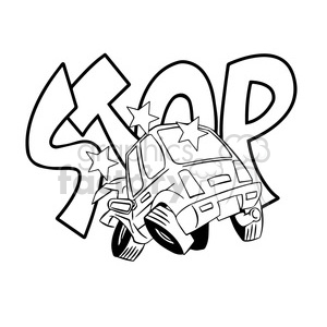 300x300 Car Accident Stop Illustration Black And White Clipart Royalty