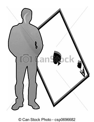 362x470 Gray Male Figure And An Ace Of Spades Playing Card The Card Is