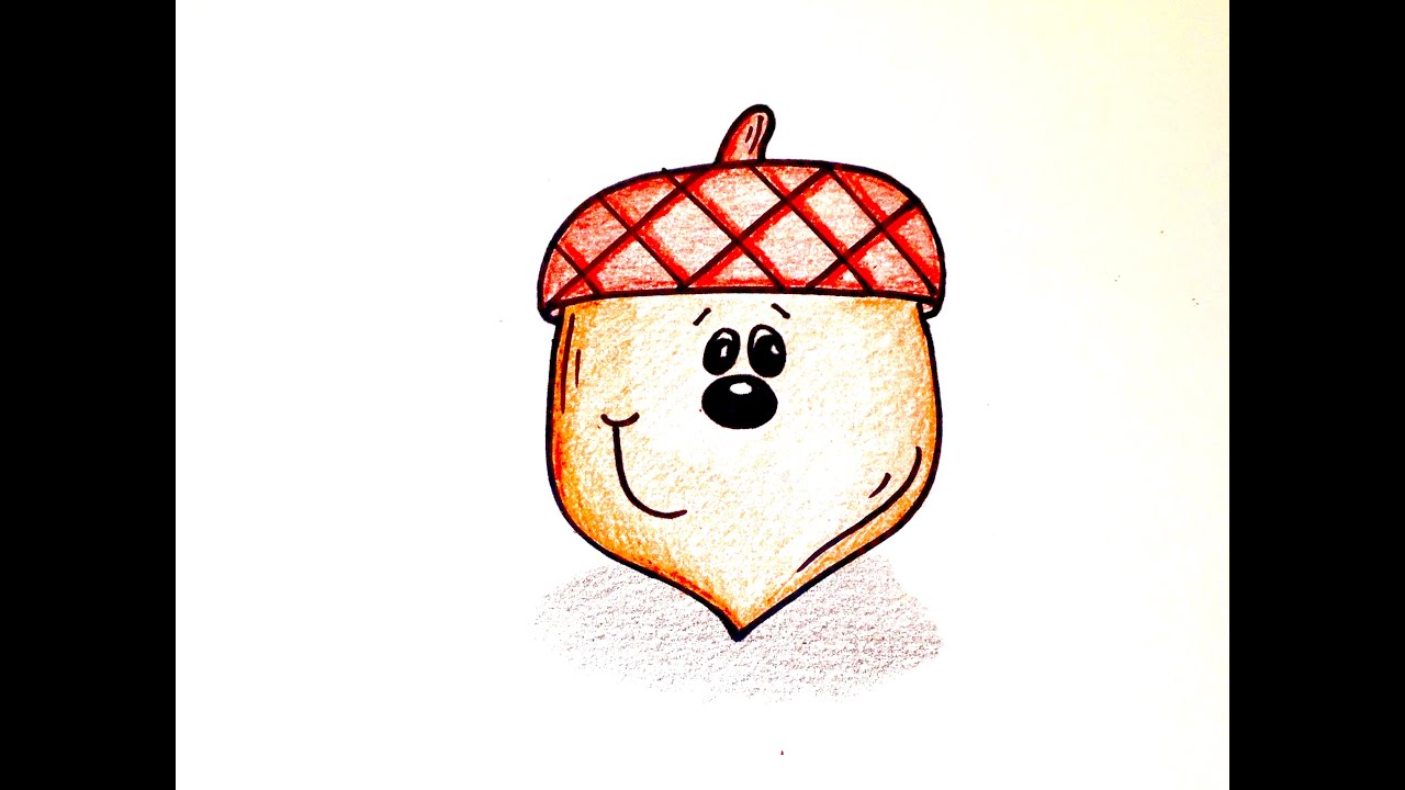 1280x720 Big Acorn Drawing How To Draw A Cute Cartoon Youtube