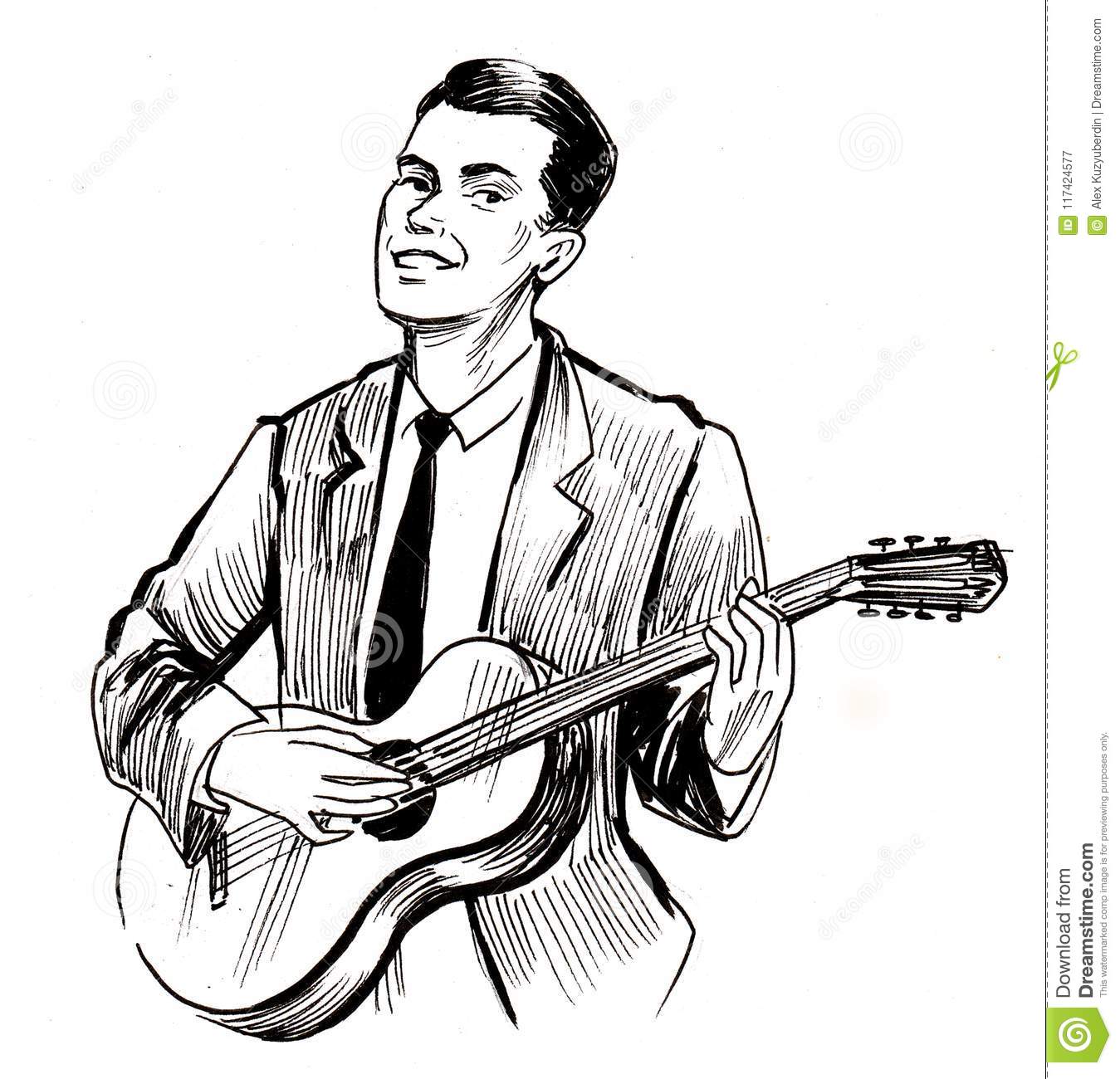 1349x1300 Huge Collection Of 'man Playing Guitar Drawing' Download More