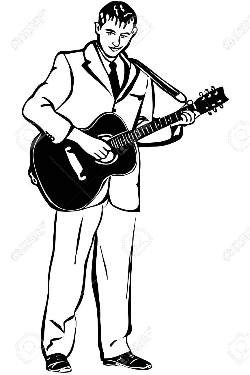 866x1300 Acoustic Guitar Clipart Sketch