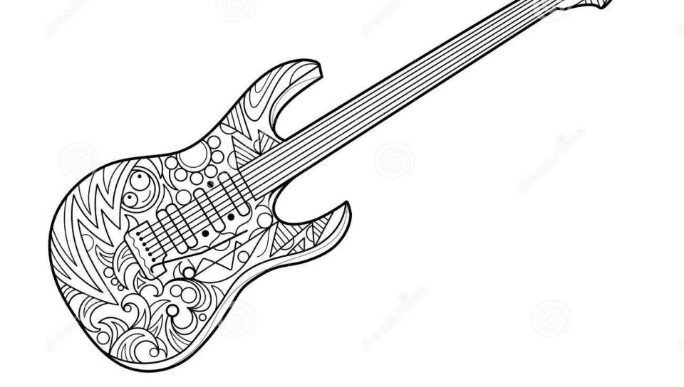 960x544 Guitar Zentangle Drawing Art Stunning Acoustic Coloring Book