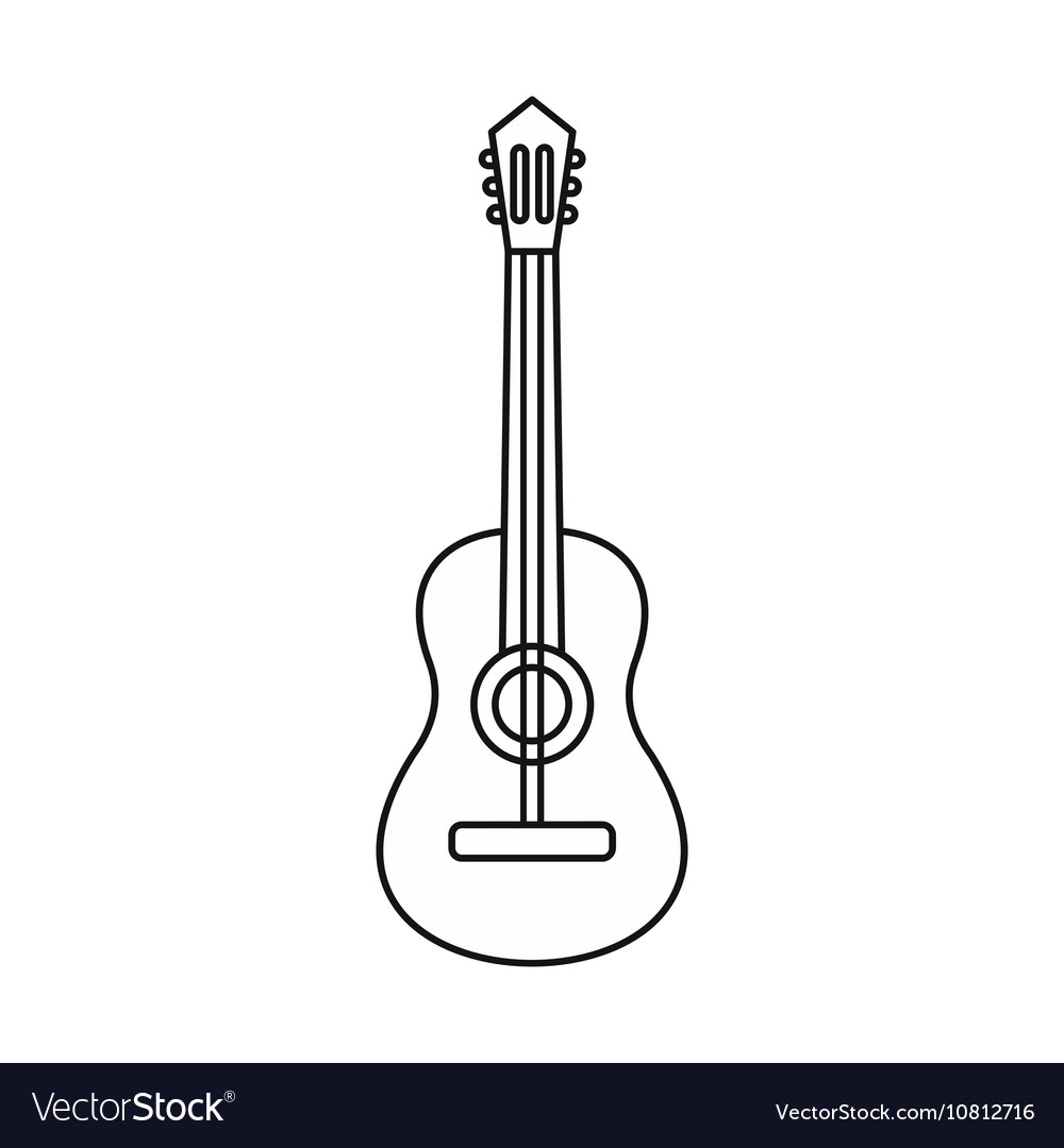 1000x1080 Acoustic Guitar Outline Acoustic Guitar Icon Outline Style Vector